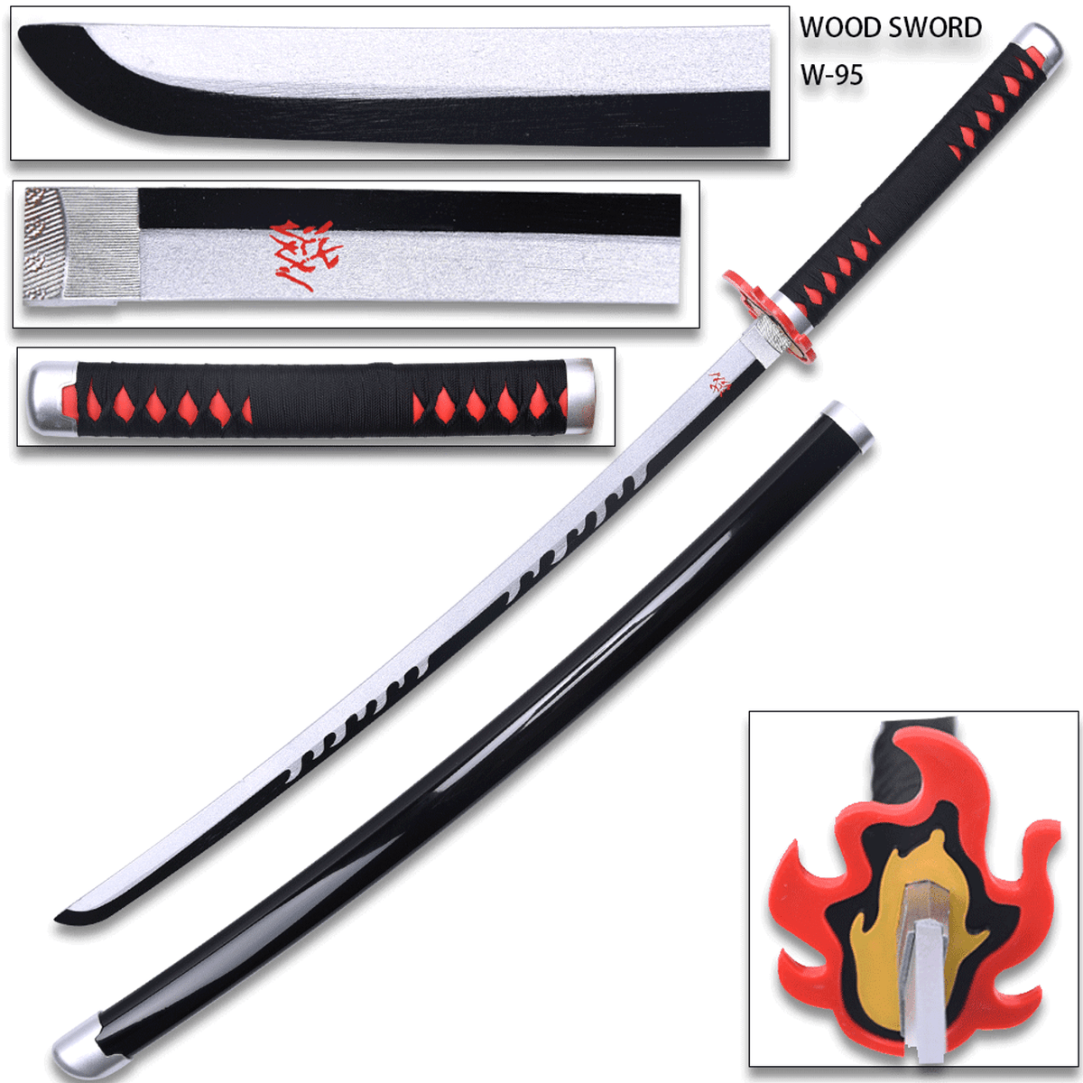 DEMON SLAYER - Tanjiro Kamado's Black Nichirin Wood Sword Katana w