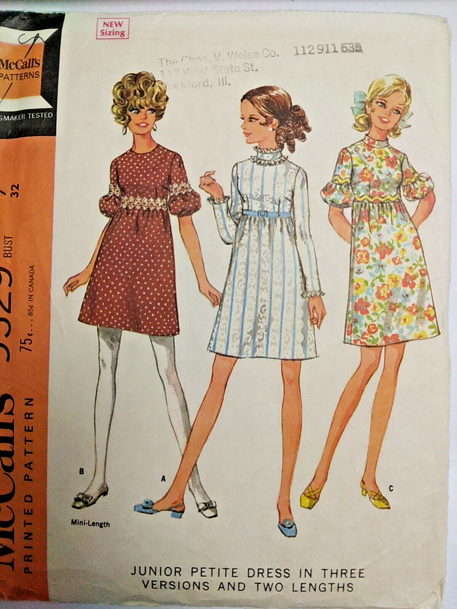 a line short dress patterns Mini 7 Teen JP McCalls 9529 Sewing Pattern CUT Twiggy VTG 60s Basic Linen Dress Color:Black Gold Floral mini ever-pretty-wholesale Faherty Elia Coastal Poplin