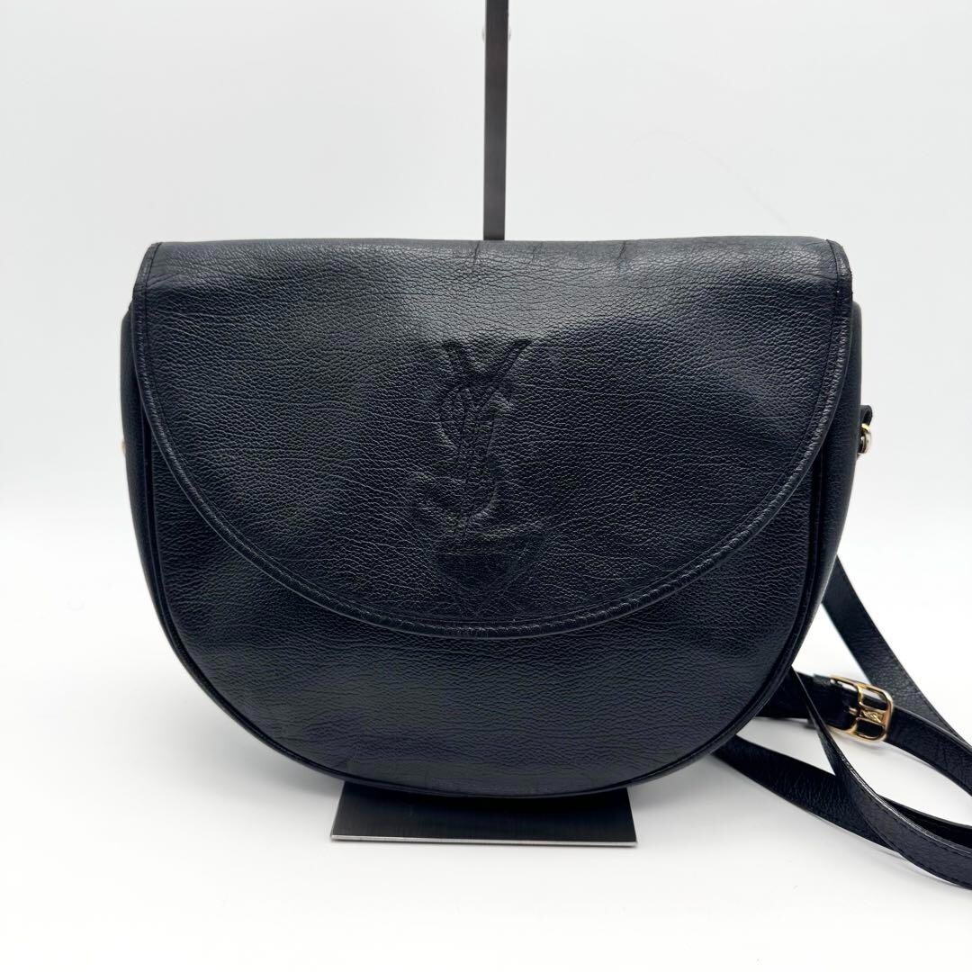Borsa a tracolla Yves Saint Laurent in pelle punto YSL nera 7 4 * 7 8 * 1 9 pollici