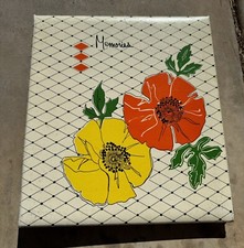 Vtg KLEER-VU Mod Mid Century Modern Photo Album Memories Flower Yellow Orange