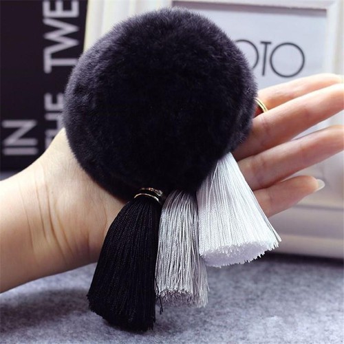 Rabbit Fur Ball Key Chain Pompom Fluffy Bag Pendant Keyring Charm Chains Jewelry - Picture 7 of 34