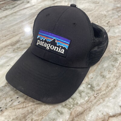 Patagonia Original Logo Hat SnapBack Black Canvas, Running, Hiking