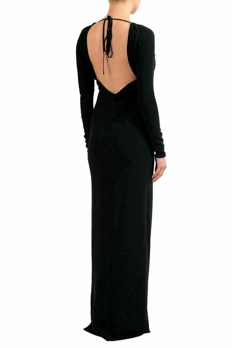 ワンピース D SQUARED2 OPEN BACK LONG DRESS Dsquared2 Black Long Sleeve Open Back Women's Sheath Maxi