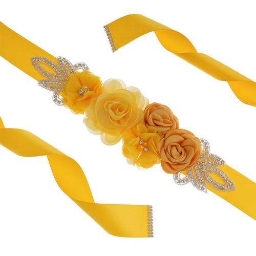Vintage Crystal 3D Flower Pregnant Maternity Belt Floral Baby Shower Belly Sash - Picture 16 of 62