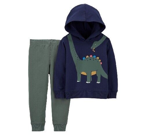 Carter's Baby Boy 2-Piece Navy/Green Dino Hoodie & Pant Set Size 4T