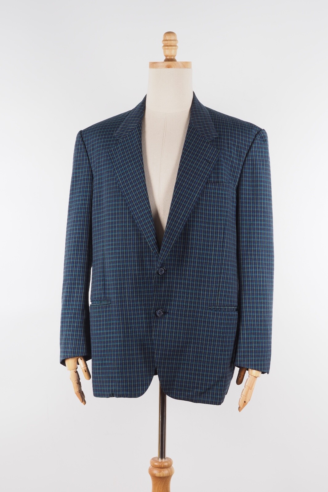 Giacca blazer Yves Saint Laurent vintage da uomo verde blu cappotto a scacchi taglia 42 52