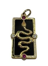 THOMAS SABO Damen Kettenanhänger Schlange schwarzer Kaltemaille vergoldet NEU