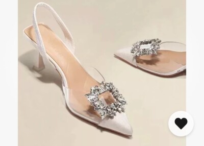 New Sexy Banquet Crystal Transparent Solid Color Pointed Toe Women's High Heels