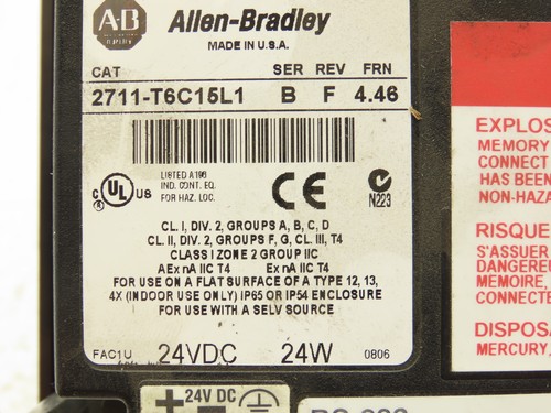 Allen Bradley 2711-T6C15L1 PanelView 600 Touch Screen PLC HMI *READ* - Picture 5 of 10