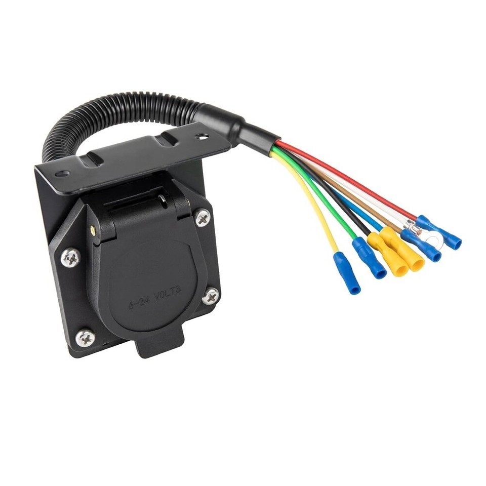 7 Way RV Trailer Light Connector Socket 7 Pin Wire Electrical