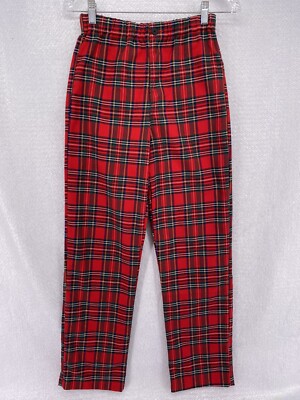 red plaid dress pants women's Women's Tartan Plaid Print Pants High Waisted Wide Leg Baggy Palazzo Pants  with Belt Red at Amazon Women's Clothing store