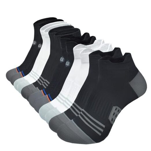 Running Ankle Socks for Men Women Large-X-Large Black/Grey/White(6 Pairs)-image