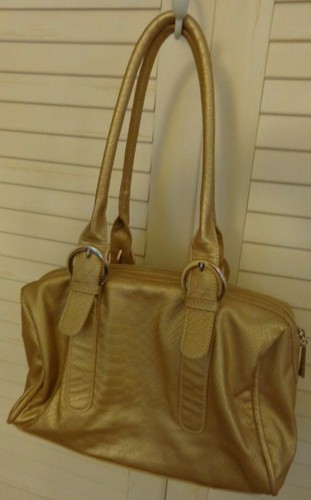 Charming Charlieđź’—Nice Gold Reptile Embossed Tote/Purse/Handbag Gold Hardware - Picture 6 of 9