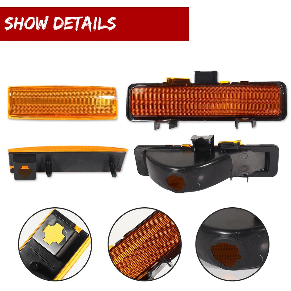4X Amber Corner & Signal Marker Light For 83-94 Chevy Blazer 82-93 Chevrolet S10 - Image 3 of 4