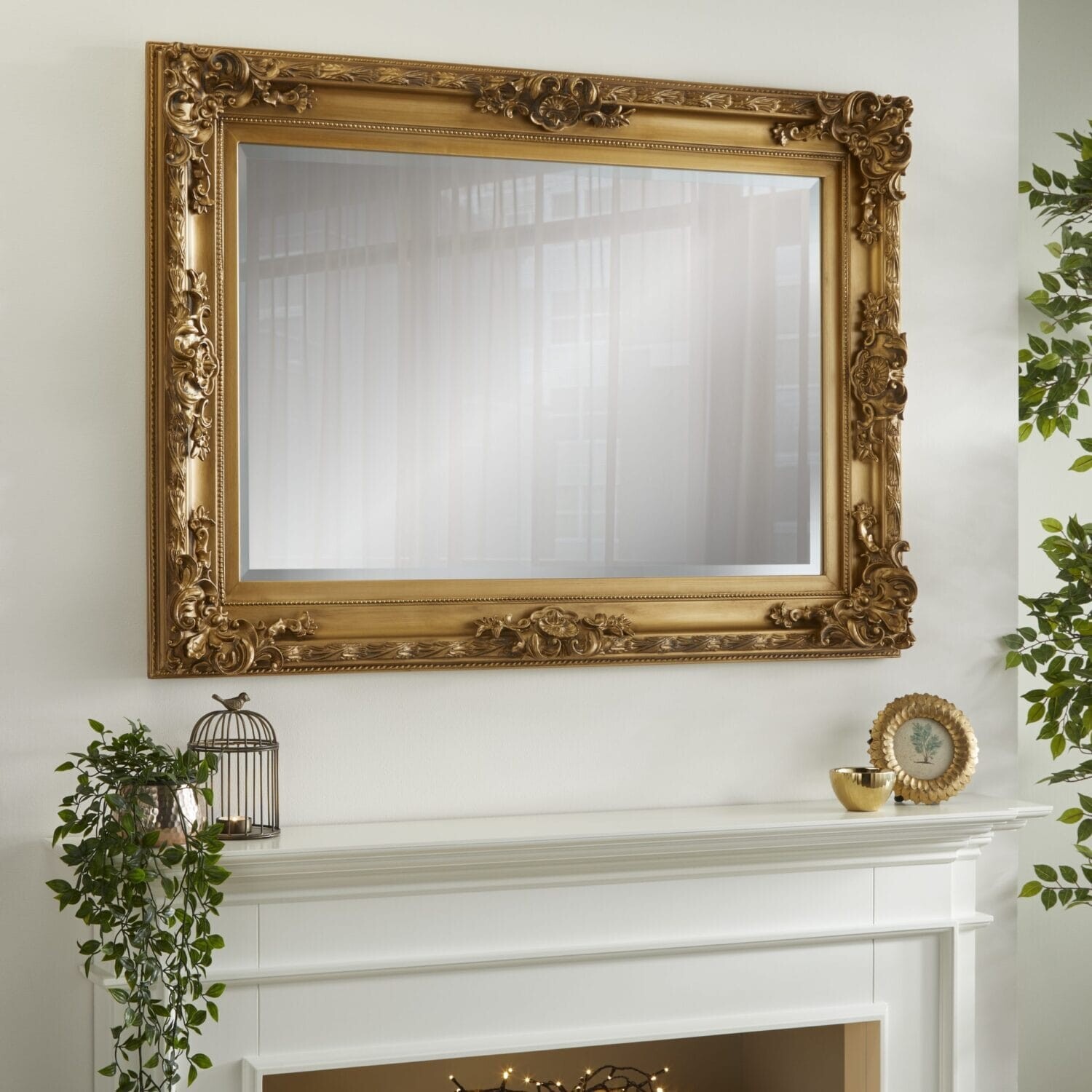 Rectangular Wall Mirror Carved Louis Gold Ornate Frame H110cm x L 80cm x W 6.5cm