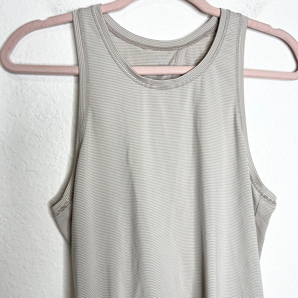 Camiseta sin mangas Gap para mujer pequeña atlética bronceada crema rayas sin mangas corbata trasera yoga B12 Foto 2 de 4