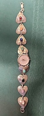 Vtg Southwest Traditions Liberty 1911 Sterling Silver Watch W/Stones-Signed 