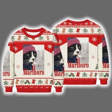 Marlboro Smoking Cat Meme Ugly Christmas Sweater Xmas Sweater S-5XL