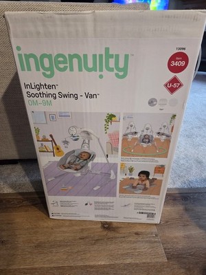 Ingenuity InLighten Soothing Swing Van 13096 Gray Adjustable Timer Portable