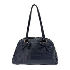 MIU MIU Lace Bow Black Leather Shoulder Bag