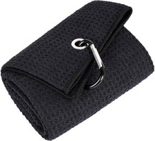 Tri-fold Golf Towel  16" X 24"  Microfiber Fabric  Waffle Pattern  with ...