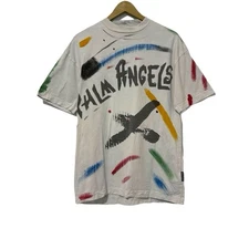 Palm Angels Men’s Small Off White Multicolor Brush Strokes Graphic Tee Shirt
