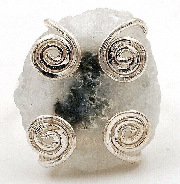 Natural Solar Quartz Eye 925 Solid Sterling Silver Ring Jewelry Sz 7.5