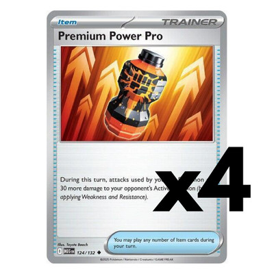 4x Premium Power Pro - 124/132 - ME01: Mega Evolution Pokemon Playset x4