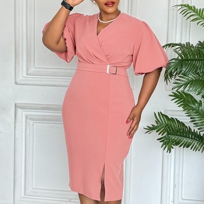 Balloon Sleeve Sheath Dress Pencil Women Dress for Work Office Business  Church | eBay