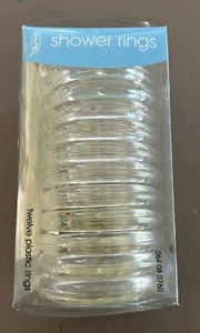 12 -PIECE CLEAR ROUND SHOWER CURTAIN RINGS - BY: HOME - NEW