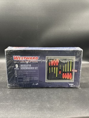 Westward Insulated Screwdriver Combo Set of 9 w/ Black Case Phillips & Flathead