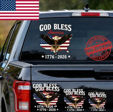 6Pcs God Bless America Patriotic Decals, 1776-2026 250th Anniversary Stickers wi