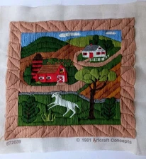 VTG Bargello Needlework Picture Pillow Artcraft Concepts 1981 Embroidery Horse