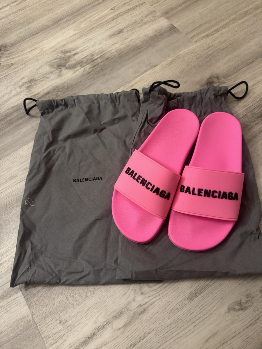 Balenciaga Pink Logo Slide Sandals Women Casual Summer with Dust