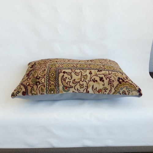 Floral Rug Pillow Cover , Throw Carpet Pillow, 16x24 in Handmade Rug Pillow - Picture 4 of 9