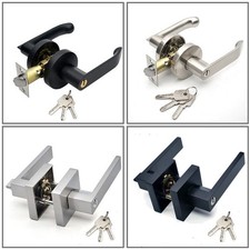 Internal Door Handle Entry Cloakroom Bedroom Door Lever Lock Set Kit With Keys
