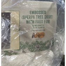 Cracker Barrel 50" Round Sherpa Tree Skirt Christmas White New Embossed Fur Faux