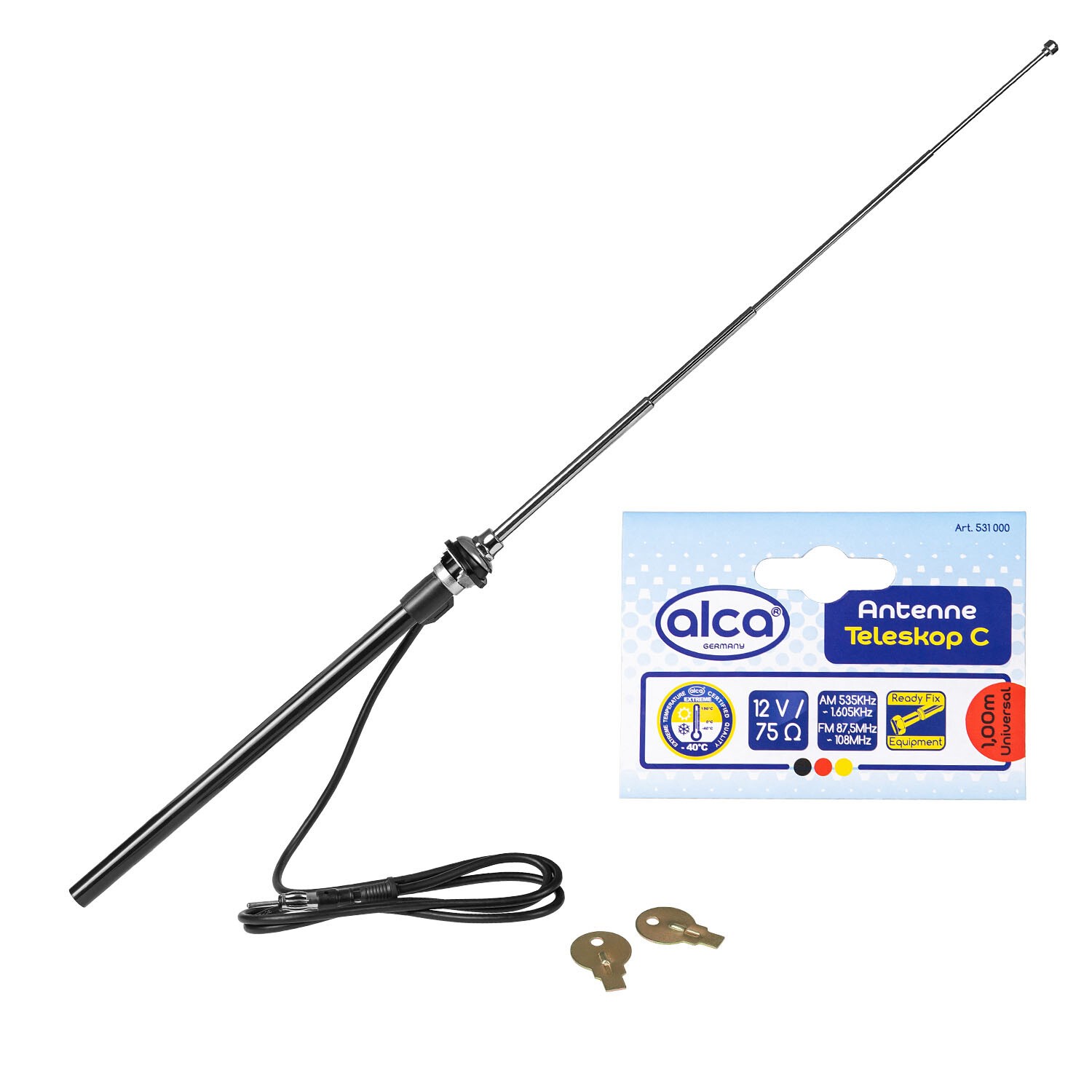 alca® Universal-Teleskop-Antenne 12 V Chrom