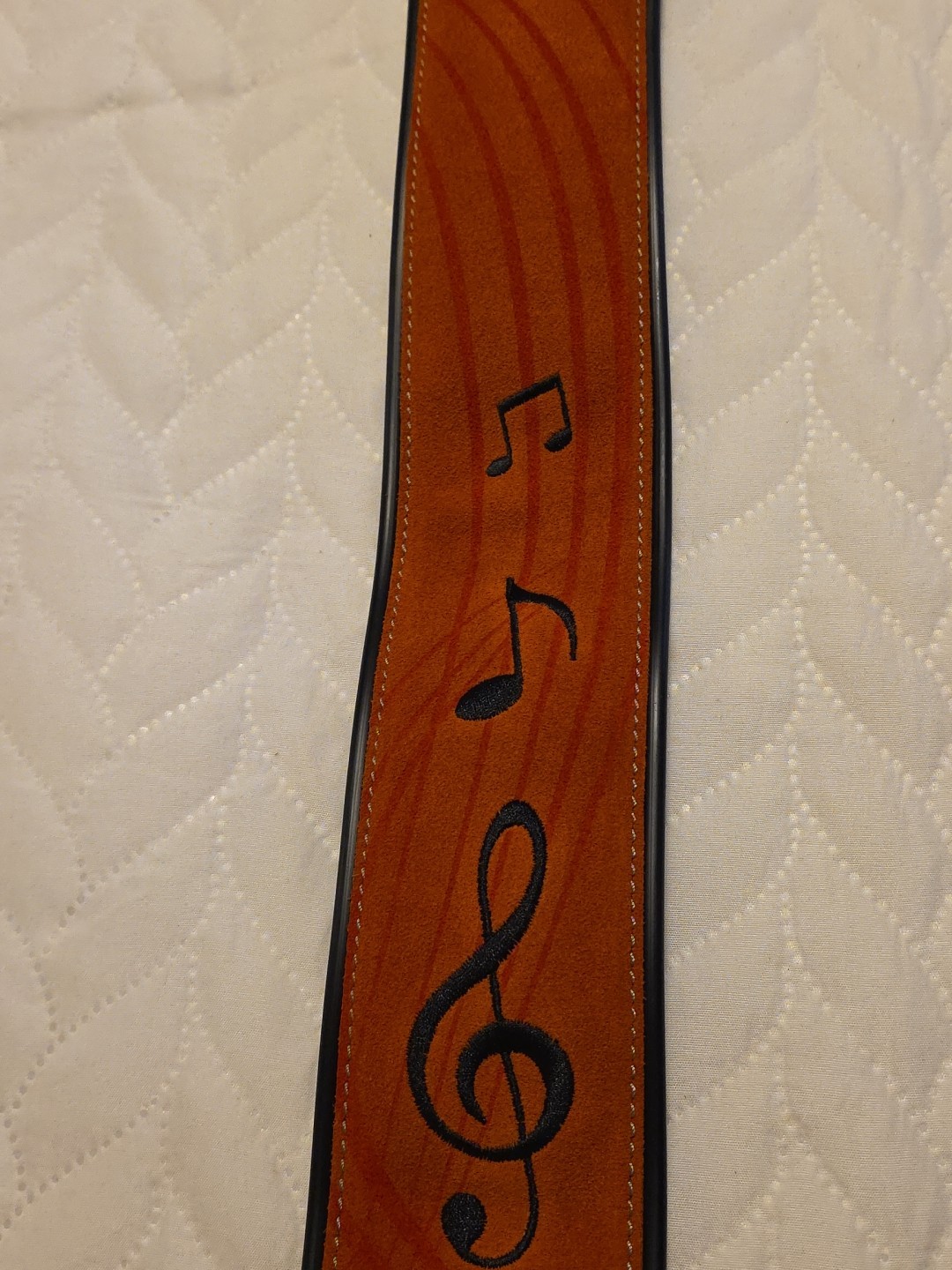 Melede Suede Leather Guitar Strap Orange Treble Clef New 