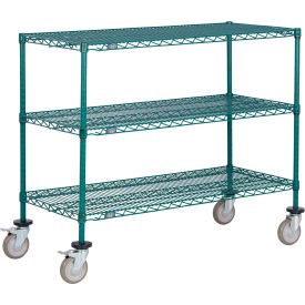 Nexel 3 Shelf Truck Poly-Green 72''''W x 14''''D x 60''''H Polyurethane Swivel Casters