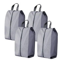 4 Pack Shoe Organizer Set Zippered Shoe Bags with Handles Stylish XL Grey