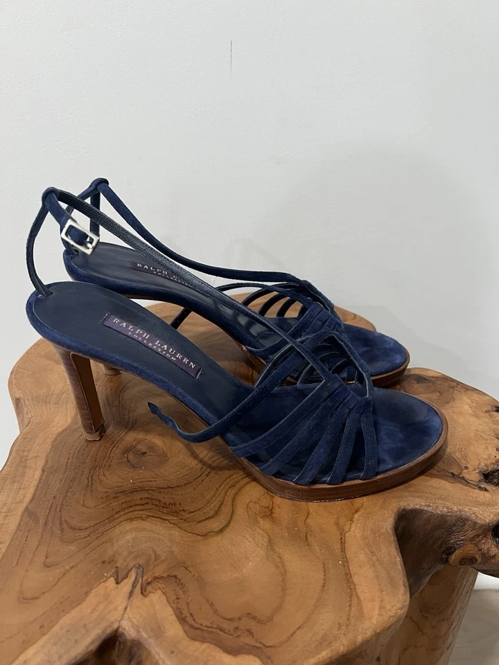 Sandalias Ralph Lauren talla 7,5 B de gamuza azul con tiras Foto 3 de 4