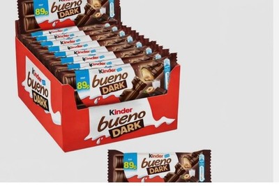 Kinder Bueno Dark Chocolate Box 10/15/30 Packs with Smooth Milky Hazelnut Filing