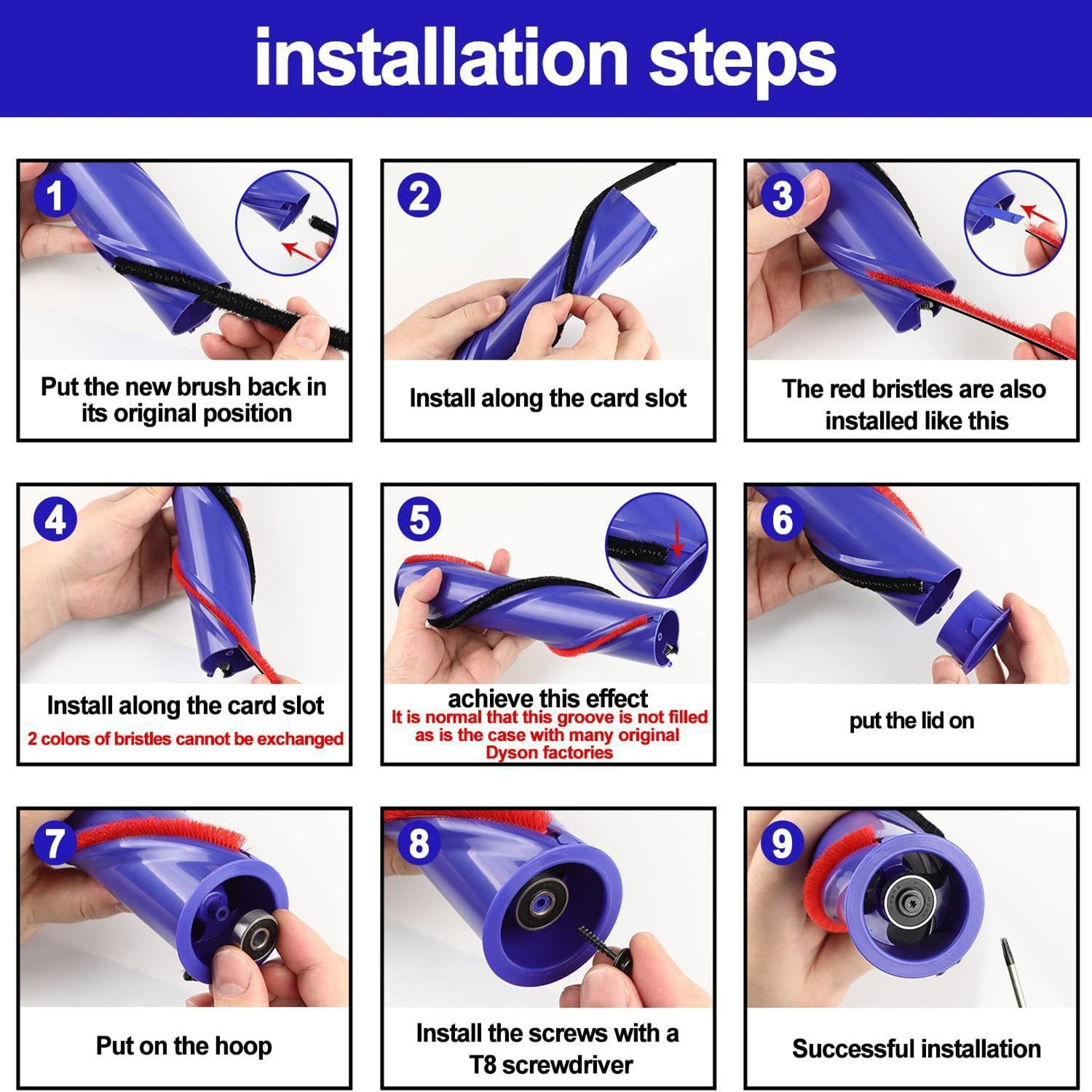 4pcs Soft Plush Strips For Dyson V6 V7 V8 V10 Vacuum Cleaner Rolling Brush C