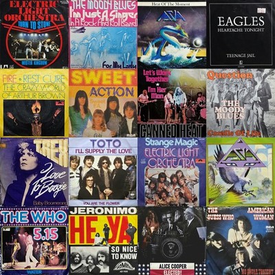 Rock Singles - der 70er / 80er Jahre - Alice Cooper, Asia, Queen, Moody Blues ..