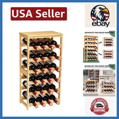 Natural Bamboo 6-Tier Wine Rack - 24 Bottles Freestanding Storage & Gift Delight