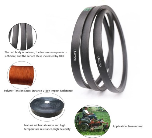 LTACOOL Garden Mower Deck Belt 1/2" x 134" with Troy Bilt Cub Ct MTD RZT 754-... - Picture 4 of 5