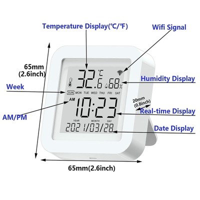 Smart LCD Thermometer Hygrometer Wi-Fi Temperature Humidity Sensor Monitor