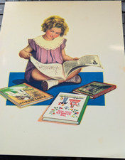 Rare 6 1/2 x 8 Glossy Drawn & tinted SHIRLEY TEMPLE w/childrens books