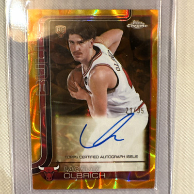 Topps 2025-26 Bowman Chrome Autographs Lachlan Olbrich RC #BCA-LO /75 Bulls
